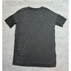 COS Dress Womens 6 Black Mini Tunic Short Sleeve 100% Silk Tie Relax Lagenlook